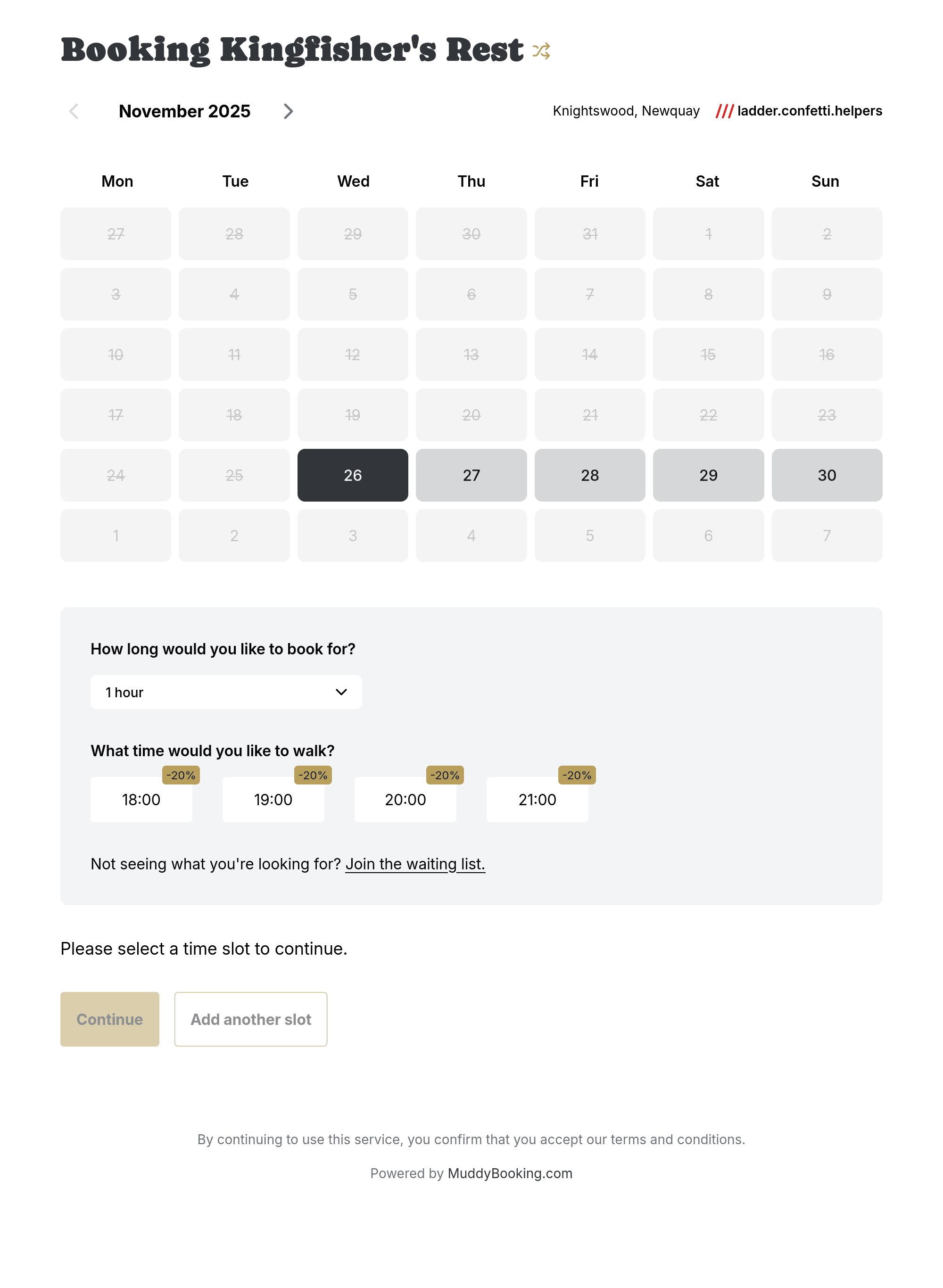 Muddy Booking platform